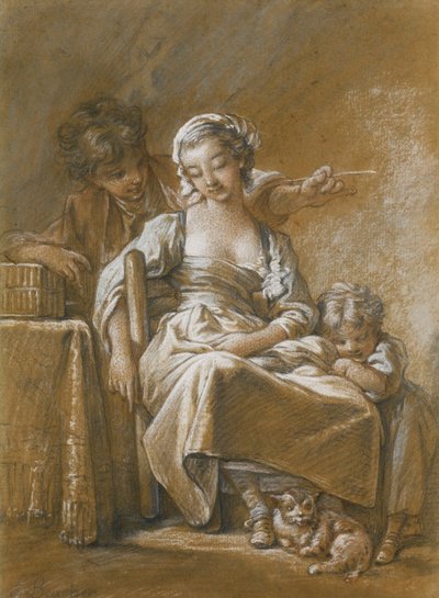 Une jeune femme endormie dans une chaise - François Boucher